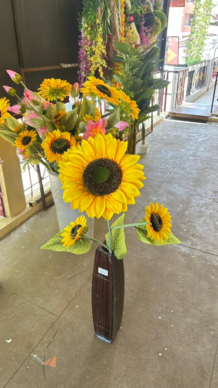 3 Head Artificial Sunflower
